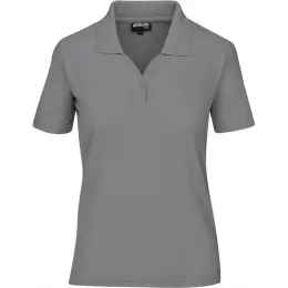 Ladies Basic Pique Golf Shirt Grey Front
